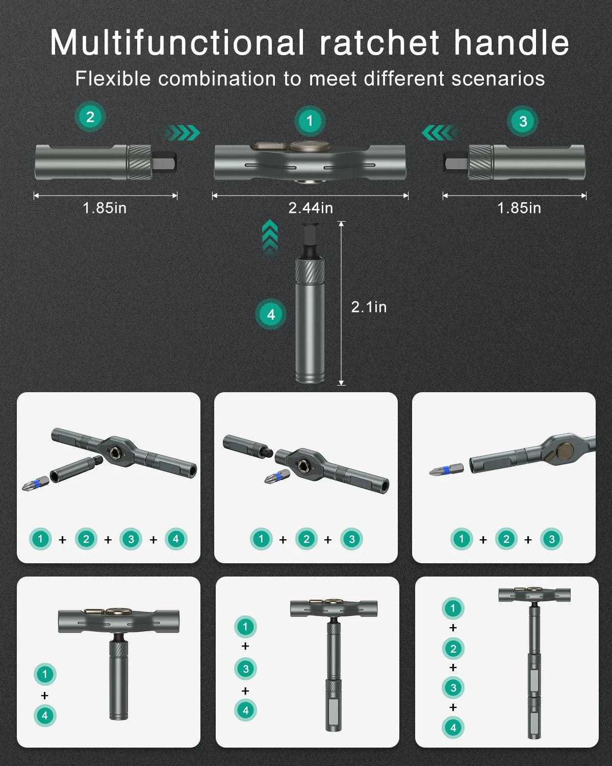Magnetic Ratchet Screwdriver Set 12 in 1 Portable Mini Repair Tool Kit for Furniture Computer Bicycle