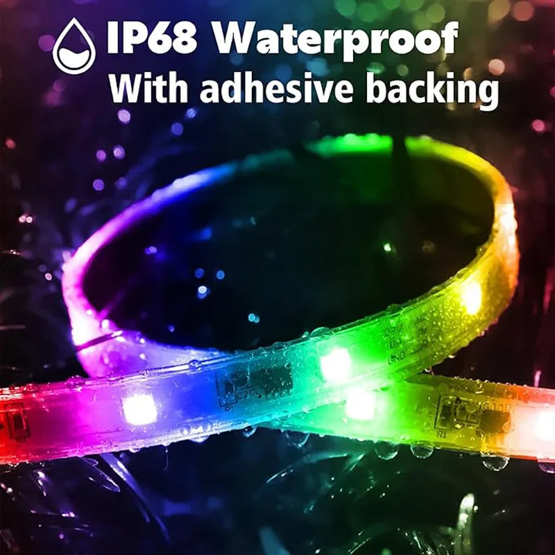 Outdoor Waterproof RGB-IC LED Strip Lights 24V Led Rope Lights Music Sync Color Changing Lights