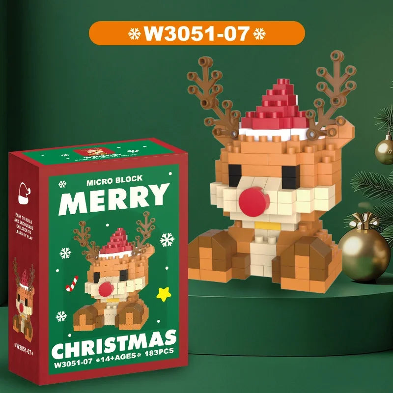 Christmas Gifts Building Block Series Santa Claus Reindeer Puzzle Assembly Bricks Table Decoration Toys