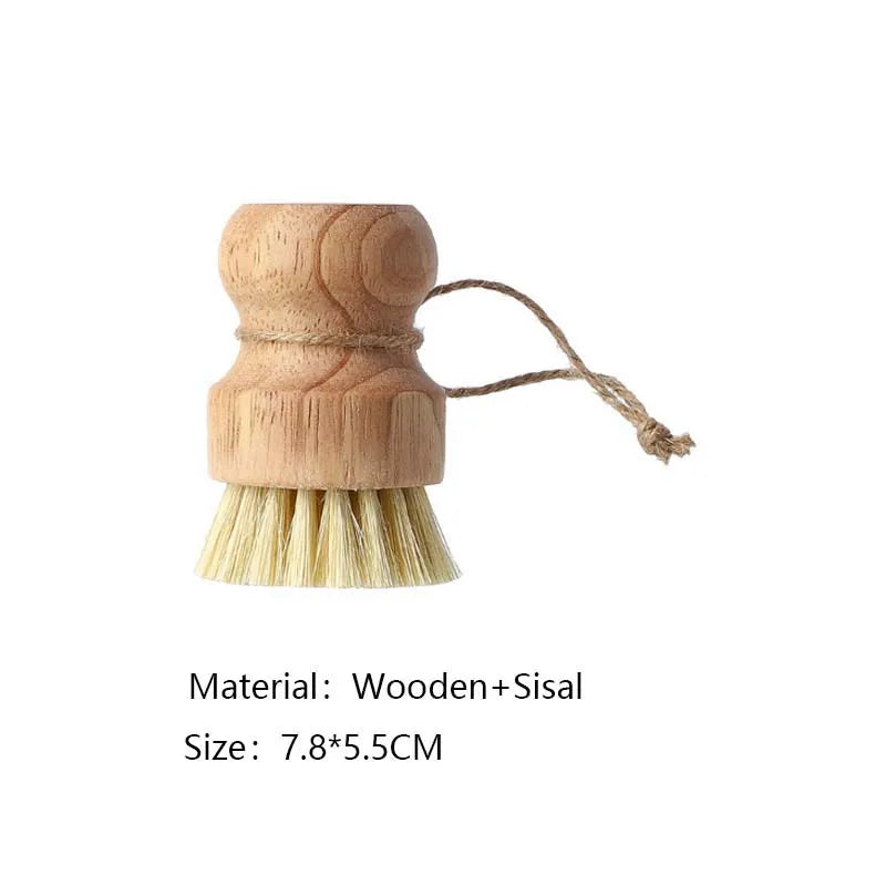 Kitchen dish brush Wooden handle and sisal coconut Multifunctional cleaning tools kitchen scrubbing brush