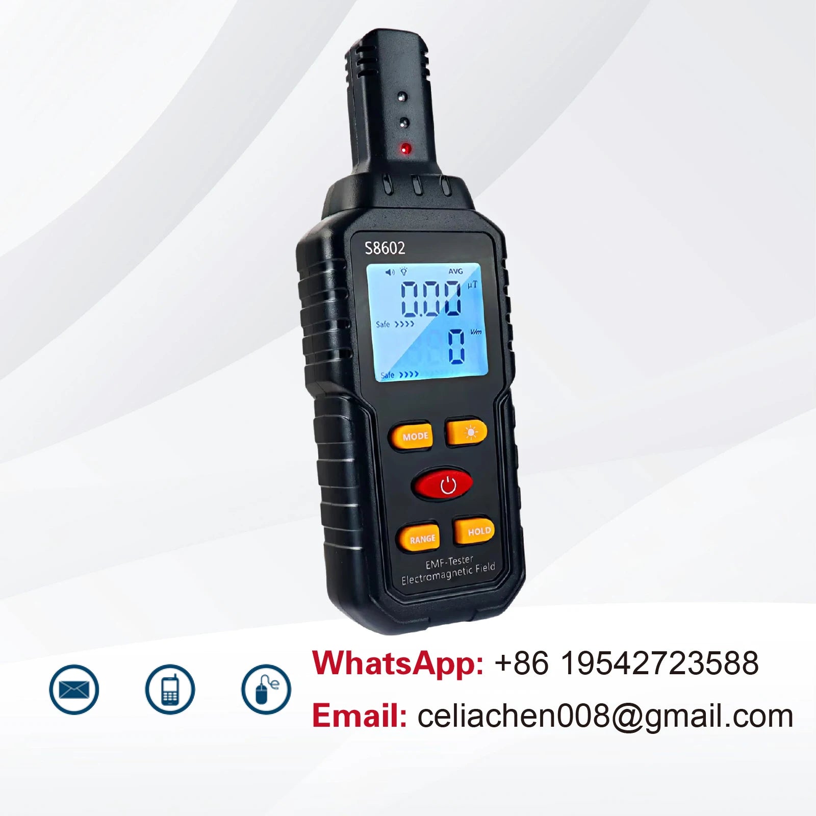 S8602 Digital 3‑in‑1 EMF Tester – Portable Rechargeable Radiation Detector for Electric Magnetic