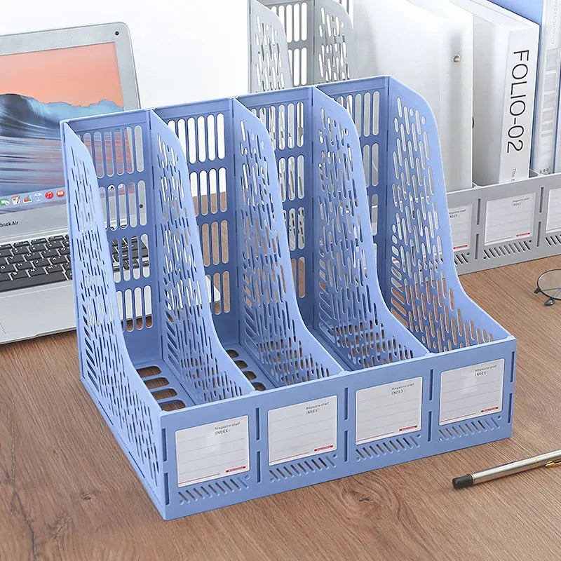 1 pcs, thickened, quadruple file bar, desktop file shelving, storage box, pen holder frame, file box, office supplies