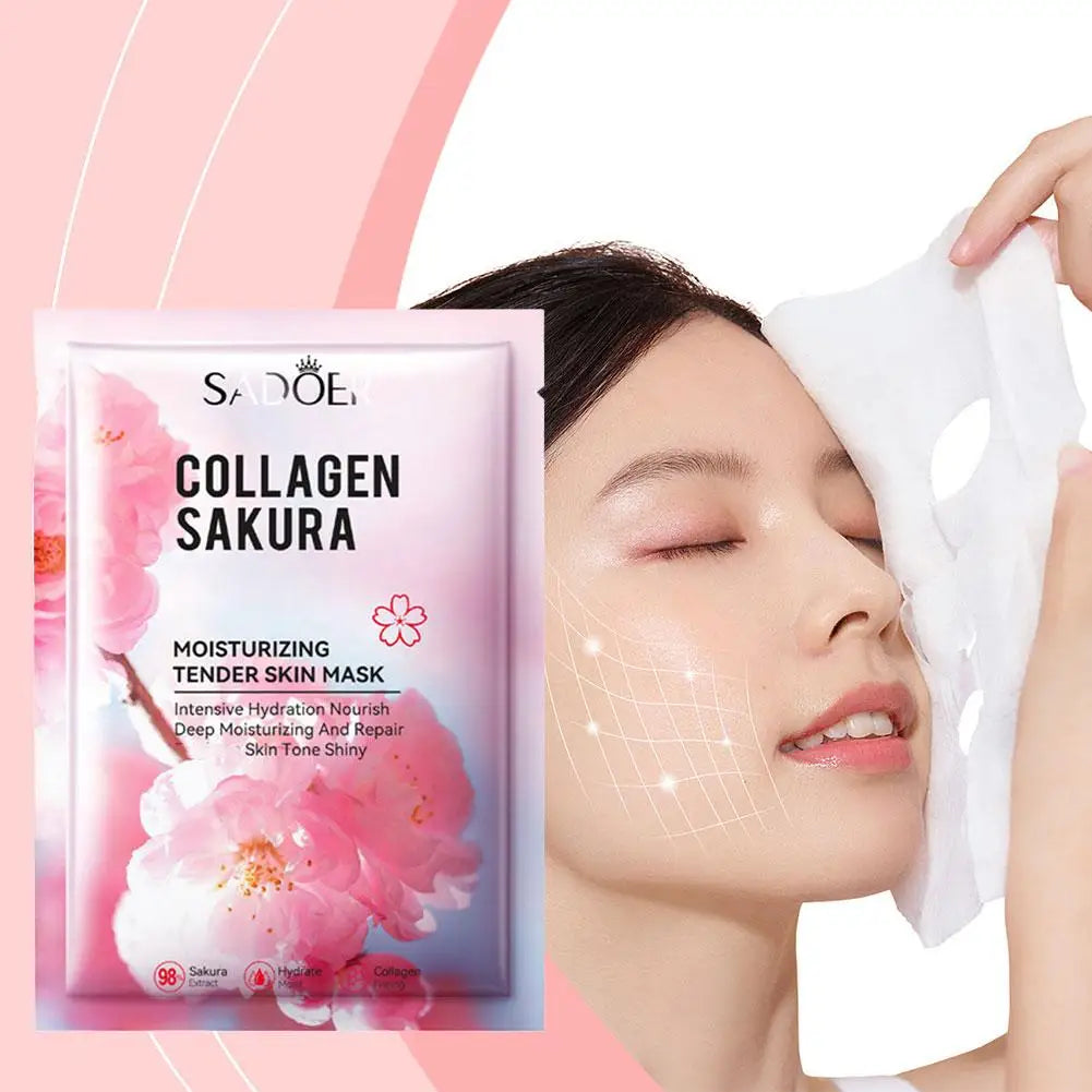 Sakura Collagen Face Mask Moisturizing Firming anti-Wrinkles fading Fine Lines Facial Mask