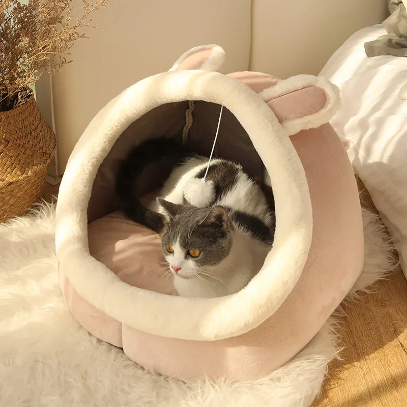 Deep Sleep Cat Bed Cartoon Pet Bed Foldable Removable Washable Pet Sleeping Bed for Small Dog Mat Bag