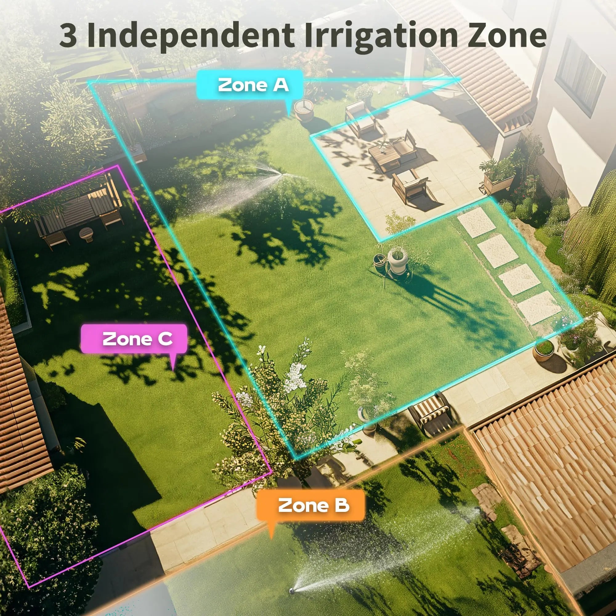 Diivoo Garden Water Timer 3 Zone Programmable Automatic Irrigation Timer with Rain Delay