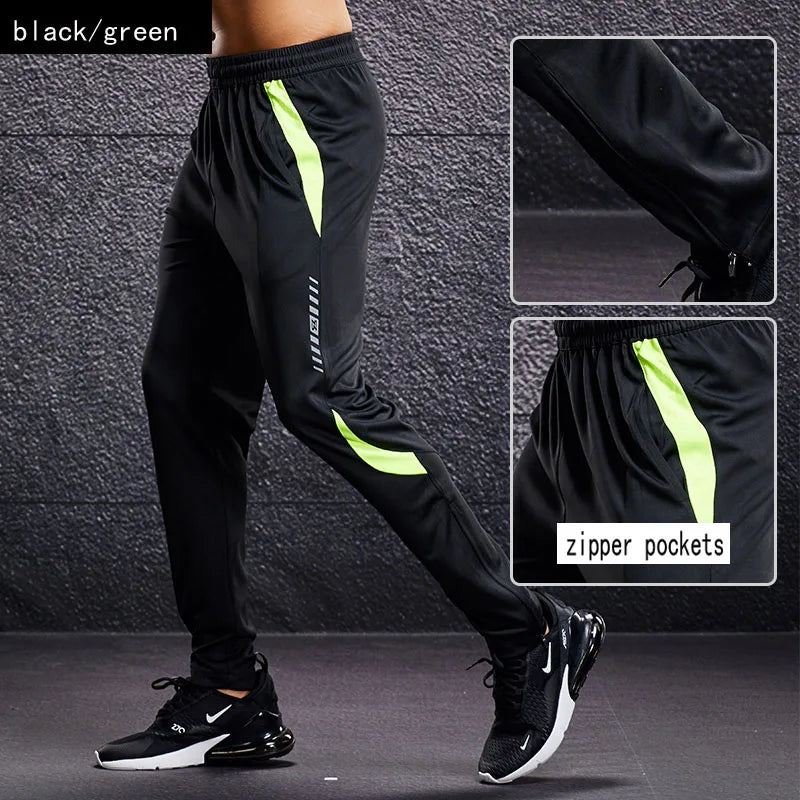 Men Sport Pants Running Pants With Zipper Pockets Soccer Training Jogging Sports Trousers Fitness