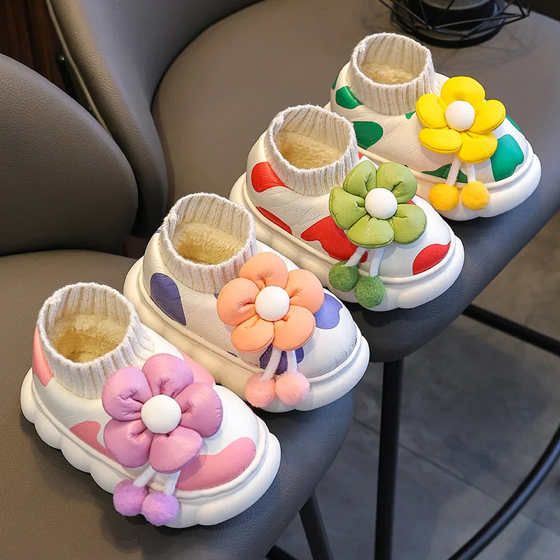 Children's Sneakers Girls Fashion Non-slip Snow Boots Kids Casual Family Shoes House Shoes Plus Cashmere Warm Boots for Kids