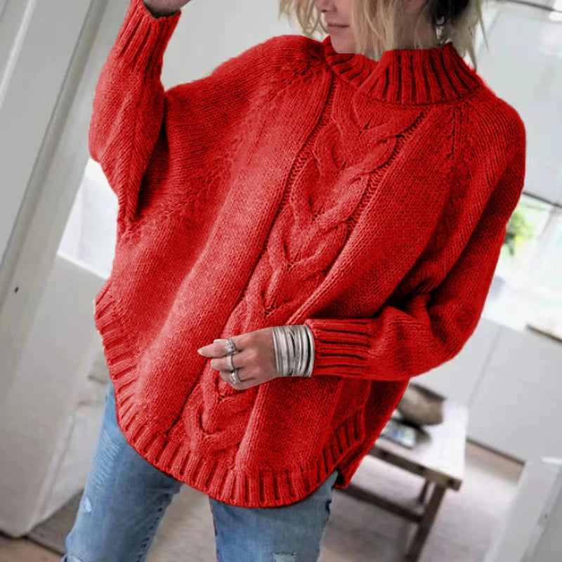 Vintage Inspired Cable Sweater  Women's Loose Fit High Neck Pullover  Fall  Winter Style Casual Everyday Autumn Wint