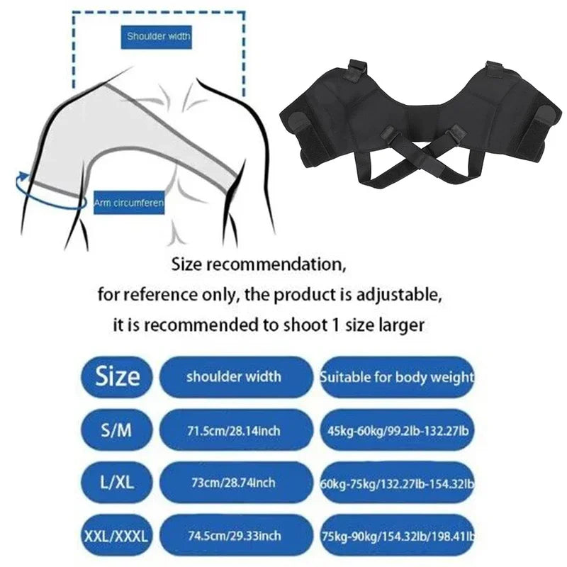 Adjustable Double Shoulder Brace Sports Shoulder Support Belt Back Pain Relief Double Bandage Cross