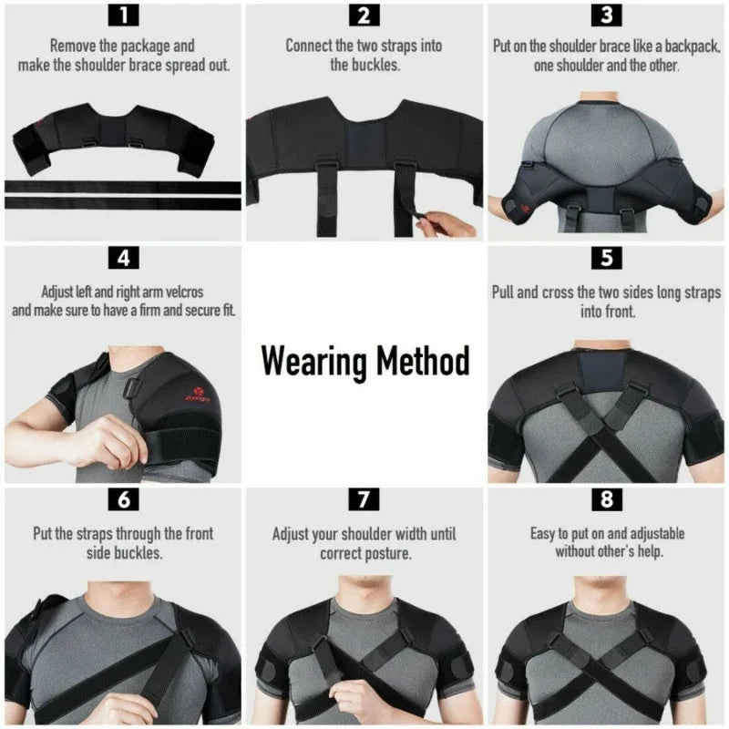 Adjustable Double Shoulder Brace Sports Shoulder Support Belt Back Pain Relief Double Bandage Cross