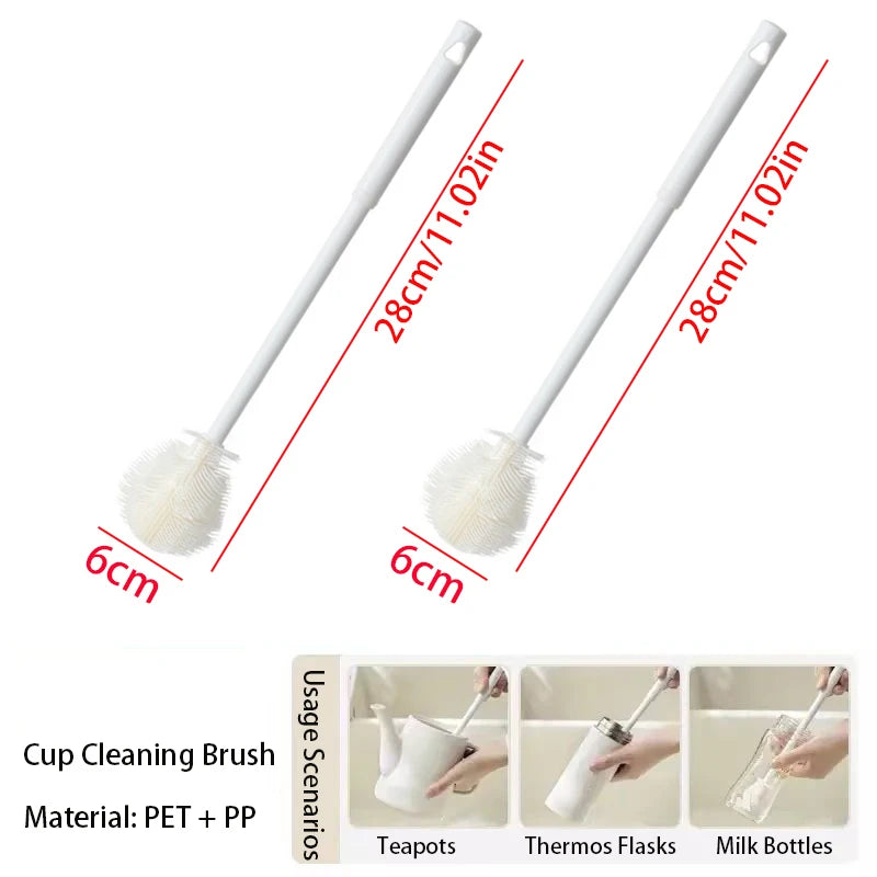 Long Handle Kitchen Cleaning Brush Multi-Purpose for Glass Milk Tea Bottle Cup Scrubber No-Electricity