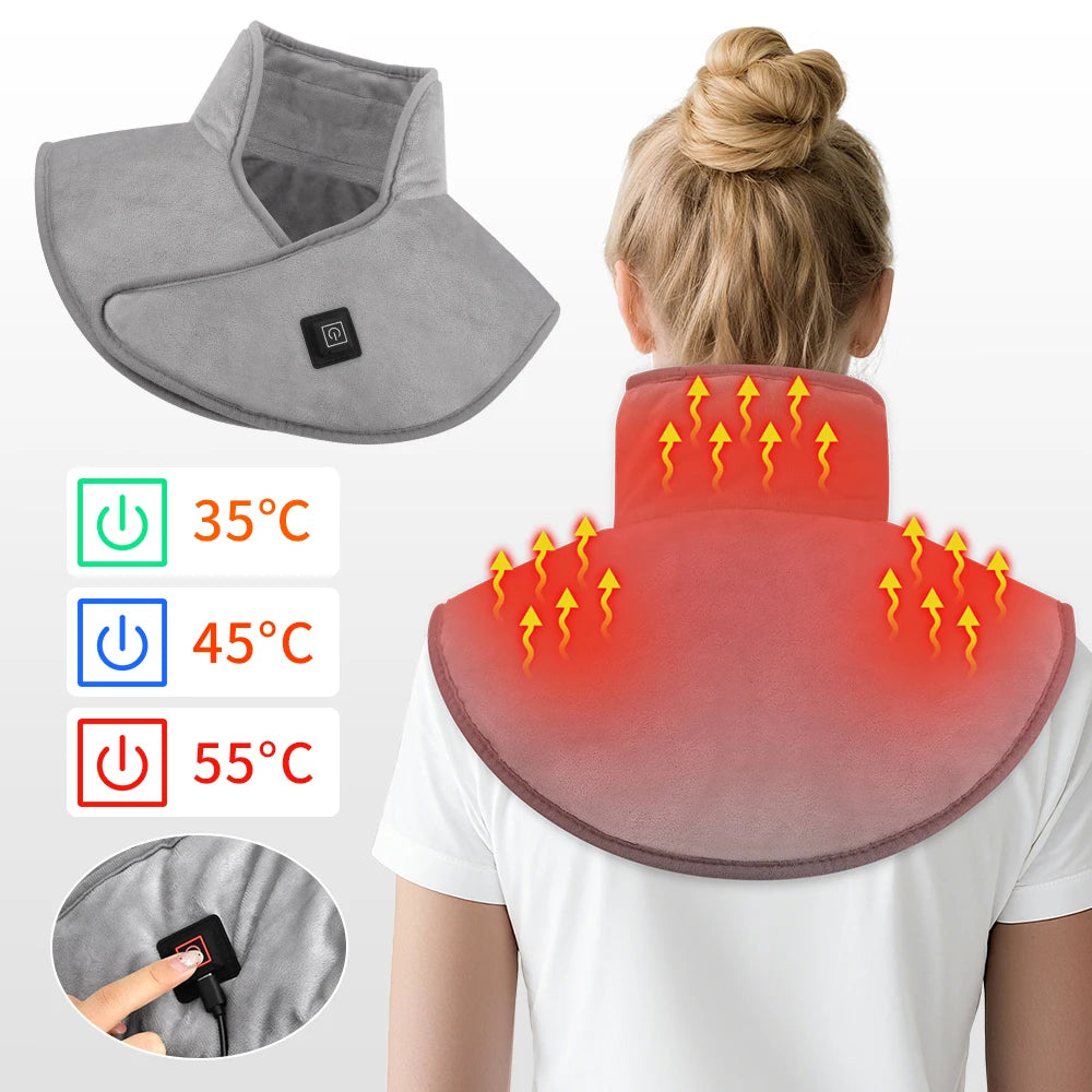 Electric Heating Shoulder Neck Pad Cervical Wrap 3 Gears Thermal Compress Shawl Household